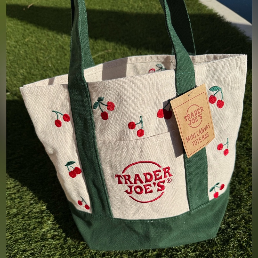 Trader Joe Custom Embroidered Mini Canvas Tote